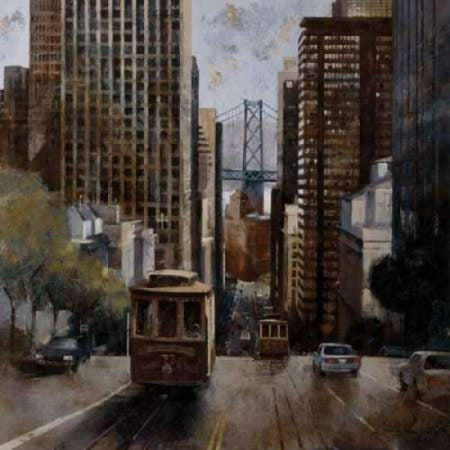 Cable Cars in San Francisco Canvas Art - Marti Bofarull (24 x