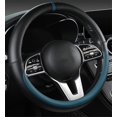 thumbnail image 5 of Universal 15 Inches Nappa Leather Steering Wheel Cover, Fashionable Sporty Style, Black and Blue, 5 of 5