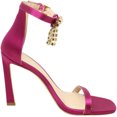 thumbnail image 2 of Stuart Weitzman Women's 100 Fringe Satin Sandal Grape Ankle-High Heel - 9M, 2 of 3