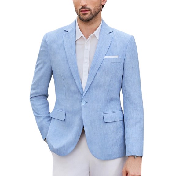 i·FineLong Men's Lightweight Breathable Single-Breasted Blazer Spring/Summer Business Casual Jacket