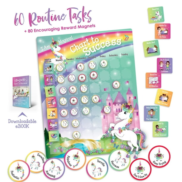 unicorn chore chart magnetic dry erase daily routine
