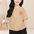 thumbnail image 2 of T-shirts Filles Enfants Imprimé Col Rond Manches Courtes T-Shirt Garçons Filles Bébé Tee Kaki 6 Ans-7 Ans, 2 of 7