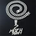 thumbnail image 2 of Men Women Hip Hop Letters Much Money Pendant Necklace with 13mm Miami Cuban Chain Iced Out Bling HipHop Necklaces Fashion Jewelry, 2 of 7
