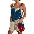 thumbnail image 3 of QATAINLAV 4th of July Overall Shorts Independence Day Graphic Jumpsuits for Women Casual Loose One Piece Pants Lightweight Linen Going Out Sport Jumper with Pocket White XL, 3 of 6