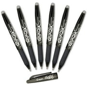 Pilot Frixion Black Erasable 0.7mm Fine Point Roller Ball Gel Ink Pens - 6 Pack