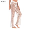 thumbnail image 2 of Pantalones de ganchillo para mujer Recorte Verano Playa Traje de baño Pantalones de cubierta - Blanco Adepaton BST3001615-3, 2 of 6