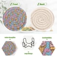 thumbnail image 4 of Qxltty Ice Cream Cones Cartoon Patterns Drink Coasters with Holder 6pcs Handmade Woven Simple Vintage Saucer Set, 4 of 7