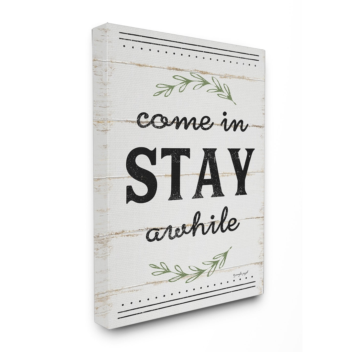 Stupell Come Stay Awhile Rosemary Typography Distressed White, Proudly A 30 x 40