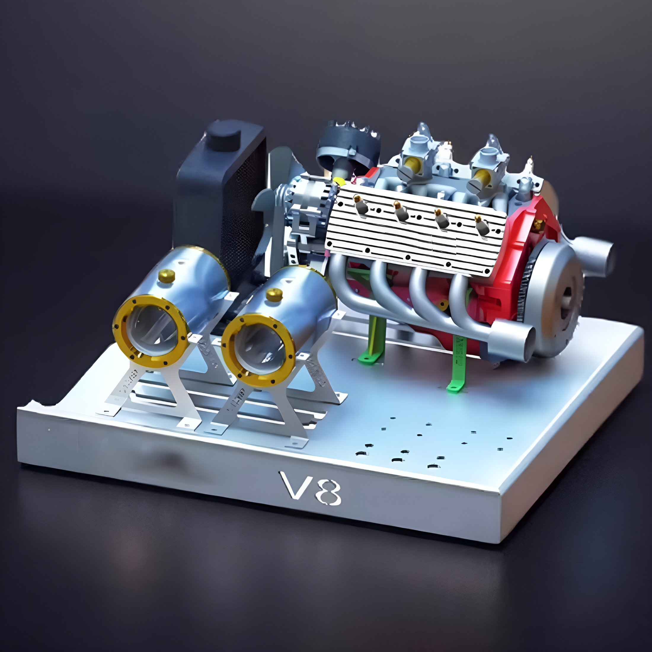 BESTSKY V8 Engine Kit Gas,Gasoline Ohv V8 Small-Block Engine Model Kits,Mini V8 Engine Kits That Runs,Build Your Own Stem V8 Model Engine for Adults,4-Stroke 44cc Water-Cooled 1/6(Black+Green)