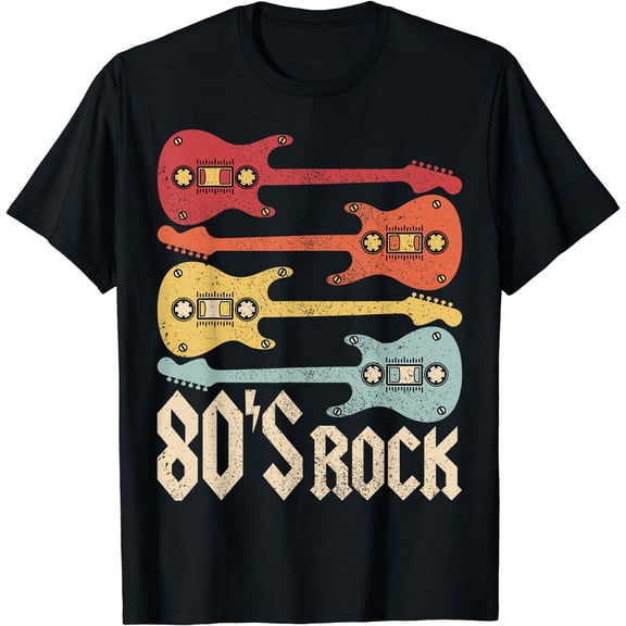 80s Rock Band Guitar Cassette Tape 1980s Vintage 80s Costume T-Shirt Black 3X-Large