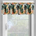 thumbnail image 3 of Urban Jungle Window Valance Pack of 2, Modern Interpretation of Aloha Hawaii Monstera Leaves Colorful, Rod Pocket Curtain Valances for Kitchen Bedroom, 54" X 18", Evergreen Dark Orange Tan, 3 of 5
