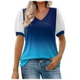 thumbnail image 3 of Fesfesfes Womens T Shirts Casual Women Casual Fashion Mesh Puff Sleeve Solid And Printed Short Sleeve V-Neck Pullover Blouse T-shirt Tops Womens Tshirts 2XL(US:12), 3 of 7