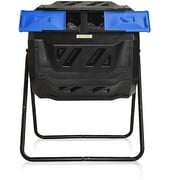 SQUEEZE master Compost Bin 43 Gallon Outdoor Tumbler composters Garden Tumbling or Rotating Compost Blue Door