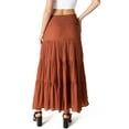 thumbnail image 2 of HYFVE Women's Juniors Smocked Waist Broomstick Boho Skirt (Rust, Medium), 2 of 3