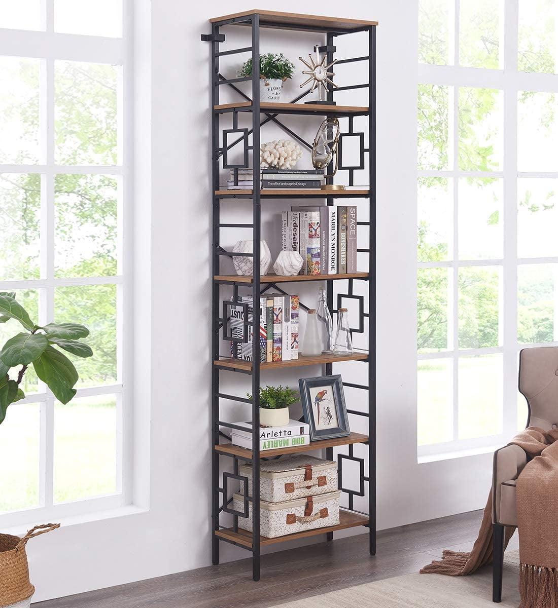 5-tier Wooden Bookcase Book Shelves Organizer Display Shelf Books artworks US 