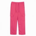 thumbnail image 4 of TOWED22 Girls' Sweatpants Straight Wide Leg Kids Drawstring Casual Joggers Teen Loose Athletic Pants with Pockets(Watermelon Red,6-7 Y), 4 of 7