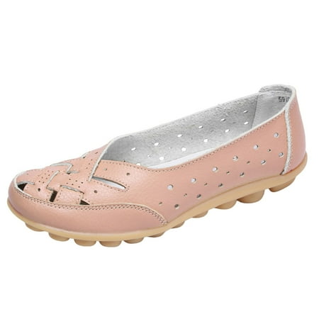 DVKOVI Womens Work Shoes Non Slip Loafers for Women Comfort Women Casual Shoes Versatile Fashionable and New Large Women Shoes Fashion Shoes Casual Women Shoes Leather Flats for Women Pink 38