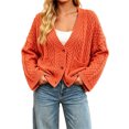 thumbnail image 4 of Lixiuxyad ‌Women's Oversized Cable Knit Cardigan Sweater V-Neck Button-Up‌ Sweater with Pockets,Red, 4 of 6