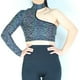 thumbnail image 4 of Penkiiy Mujer Reflectante De Un Hombro Manga Larga Halterly Top Blouses XL Multicolor, 4 of 9