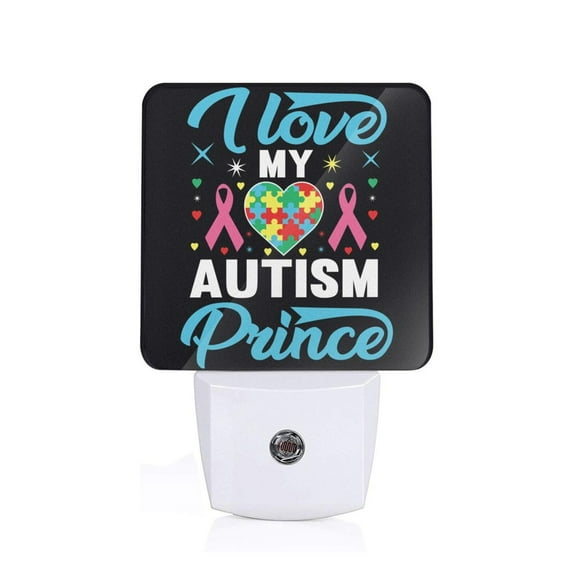 Fuzoiu I Love My Autism Print Dusk to Dawn LED Night Light with Light Sensor, Energy-Efficient Touch-Safe Night Lamp for Home, Office, and Kids' Rooms-US