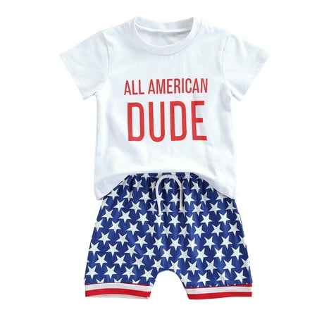 

Livingsenburg Toddler Baby Boy Short Sleeve T-Shirt Top Shorts 2Pcs Summer Set