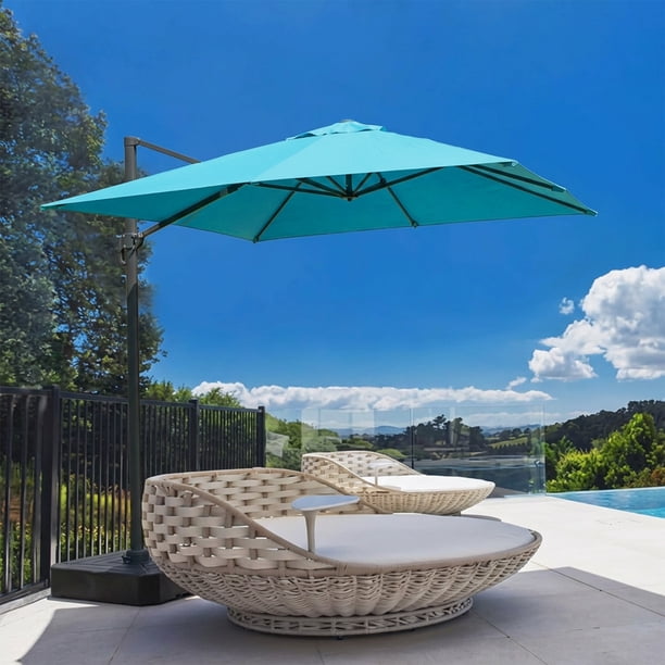 blue aqua outdoor patio umbrella replacement canvas Aoodor 10'x10' Cantilever Umbrella Replacement Canopy for 8 Ribs Square  Offset Umbrella, Outdoor Canopy Replacement for Patio Parasol, Aqua Blue  Canopy Only