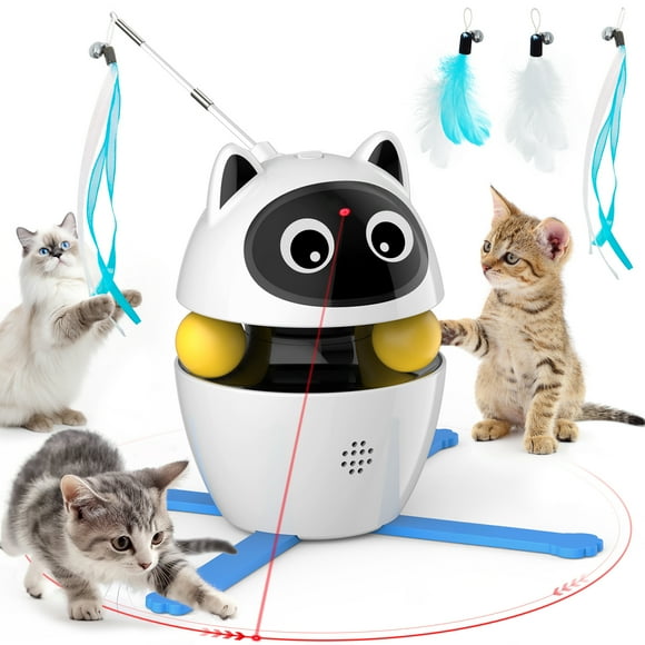 Cornmi Indoor Automatic Cat Toy Interactive, New Arrival 3 in 1 Cat Interactive Laser Feather Toy