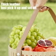 thumbnail image 6 of CxhicLuv Plastic Picnic Basket 8.2×8.2×4.9 Inch – Mesh Storage with Leather Handles, Ideal for Fruits, Vegetables, Outdoor Picnics, Perfect for Food Lovers, Beige, 6 of 8