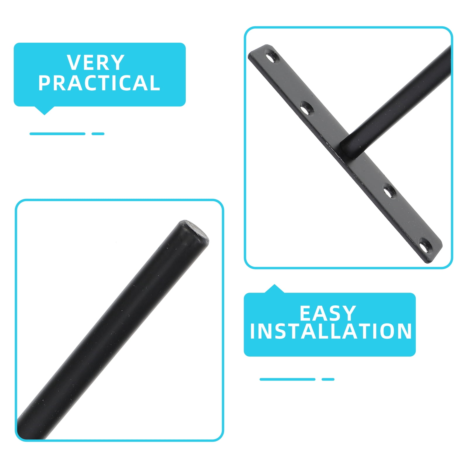 Raindrops 4-Pack Heavy Duty Wall Shelf Brackets 15x15x2.5cm Black Metal Stand Shelves Support Hardware