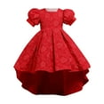 thumbnail image 1 of Icvfdpl Robes pour Fillettes Manches Courtes Princesse Fleur Mariage Vêtements Enfants Rouge Coton 3-4 Ans, 1 of 5