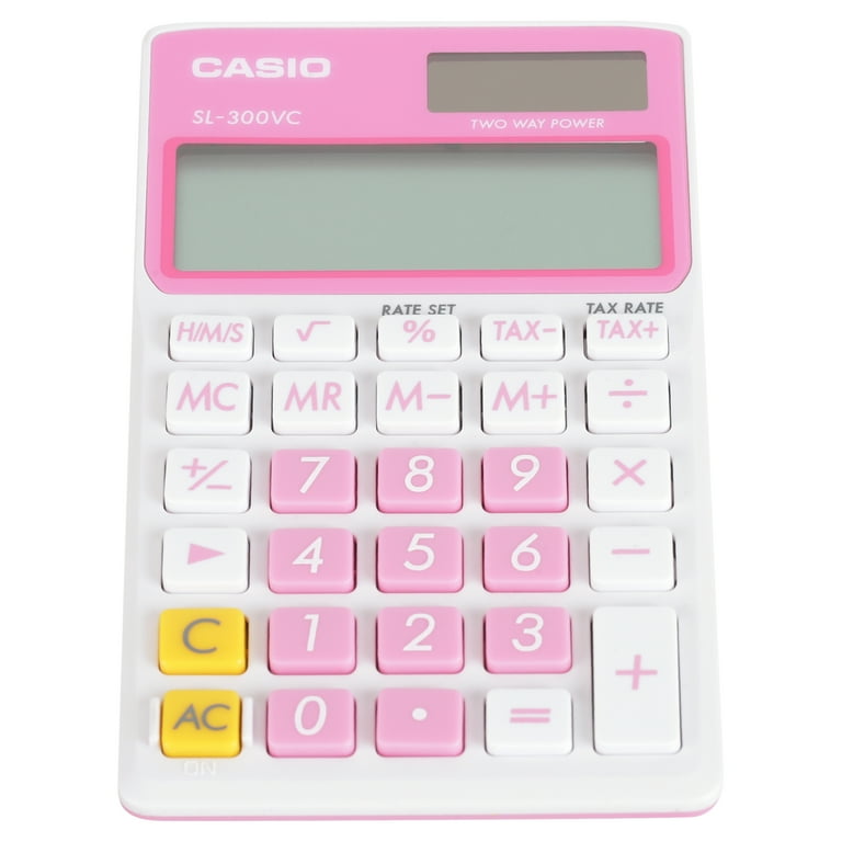 Casio 8-Digit Display Solar Wallet Calculator, Pink