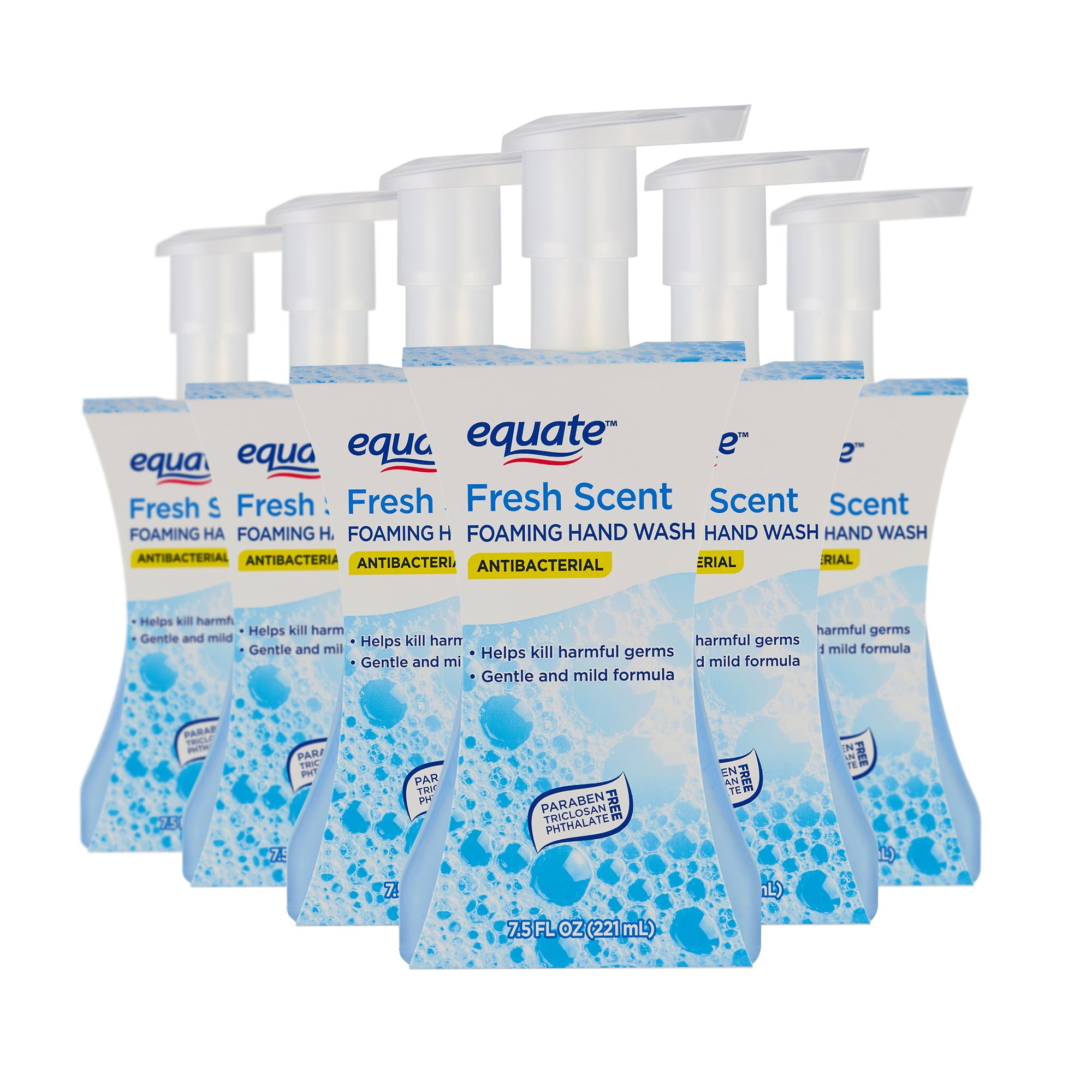 (Pack of 6) Equate Antibacterial Foaming Hand Soap Pump, Fresh Scent, 7