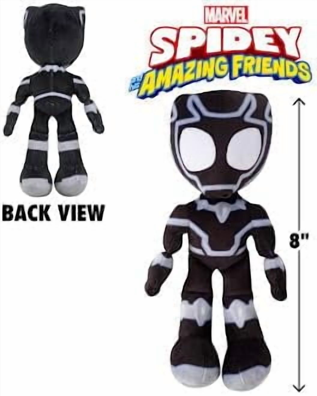 Marvel Spidey & His Amazing Friends 8" Plush 3-Pack Set - Hulk, Black Panther, Iron Man - Officially Licensed Stuffed Animal Toy Figures - Spider-Verse Gift for Kids