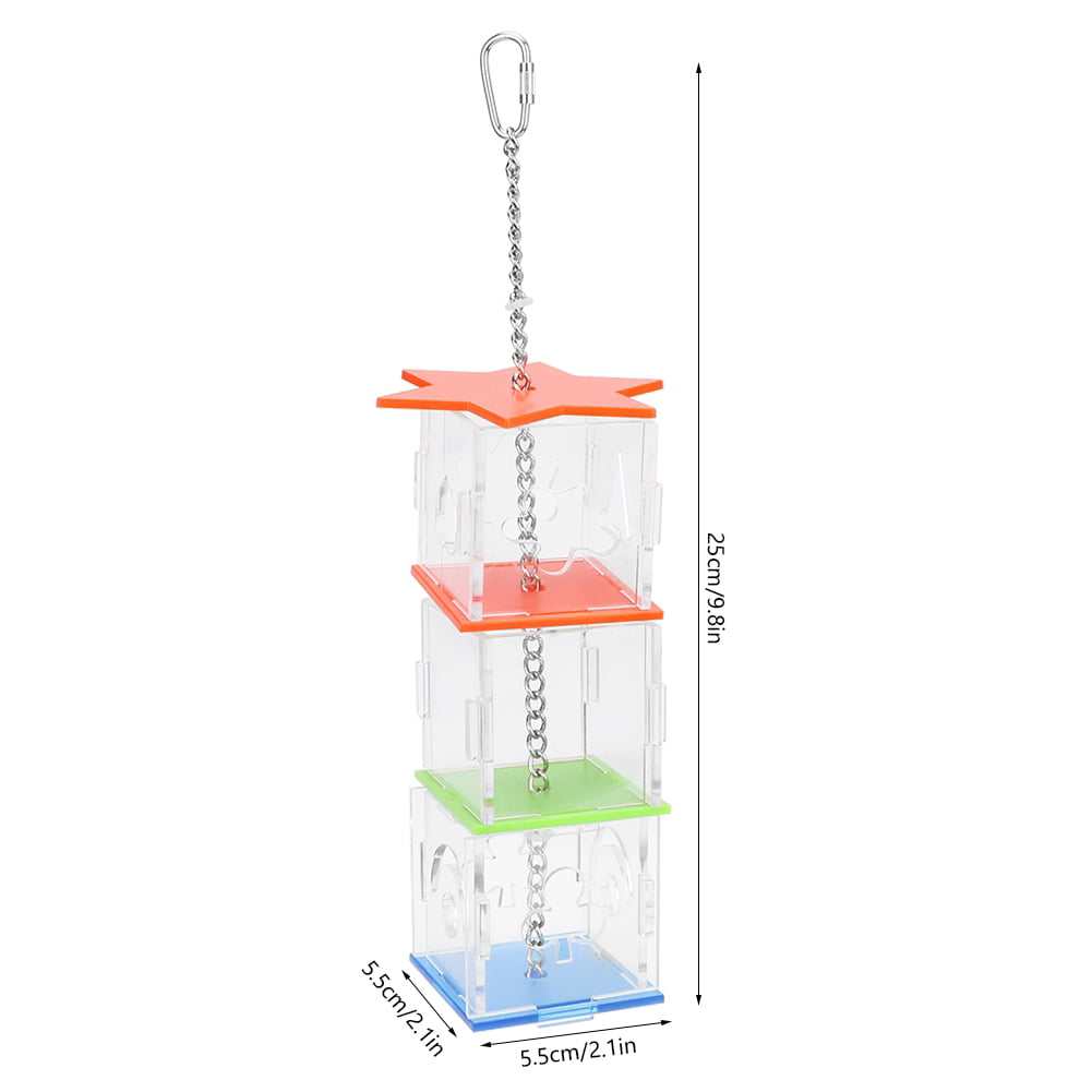 for Pet Store Parakeets Birds AMONIDA Removable Bird Hanging Foraging Toy Acrylic Material Bird Hanging Forage Box 9.1x2.2x2.2in Chewing and Biting Toy