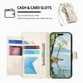 thumbnail image 4 of Floral Embossed Zipper Wallet Case for iPhone 15, Soft TPU and PU Leather with Shoulder Strap & Wrist Strap & Card Slots & Kickstand & Magnetic Clasp, Shockproof Rugged Case Cover, Beige, 4 of 13