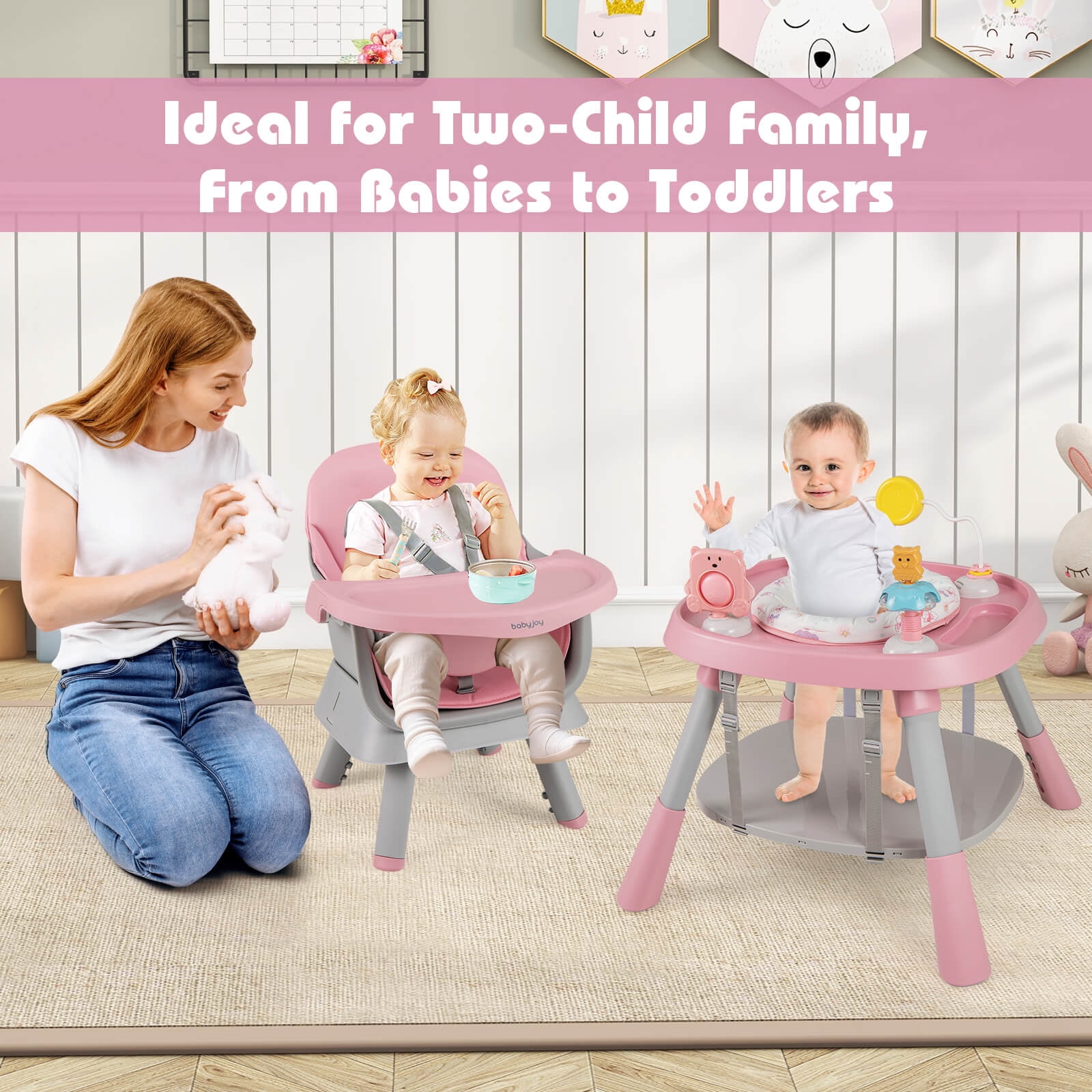 Infans 16-in-1 Baby High Chair with Activity Center Booster Seat Building Block Table