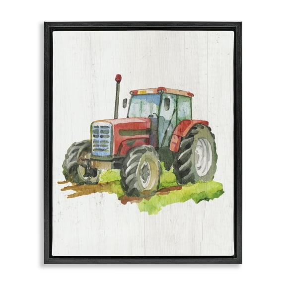Stupell Industries Detailed Country Tractor Transportation Painting Black Floater Framed Art Print Wall Art, 17 x 21