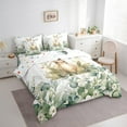 thumbnail image 3 of Cute Animal Bed in a Bag 7-Piece Cartoon Rabbit Bedding Set, Spring Eucalyptus Full Comforter Set Watercolor Leaves Bedding Comforter Sets, Kawaii Farm Animal Bed Set, 3 of 6