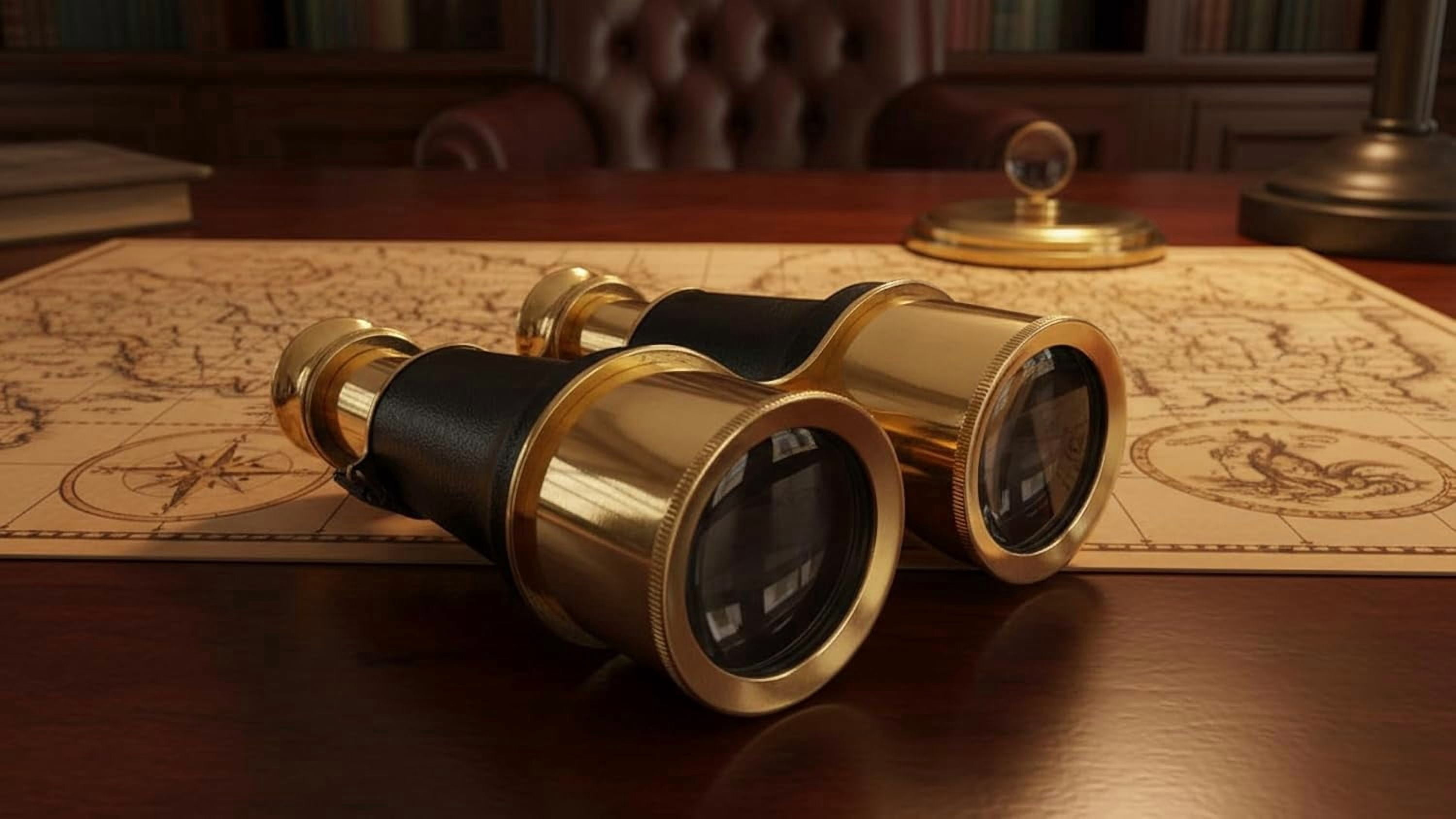Brass Leather Binoculars 6" - Antique Style Binoculars - Nautical Decor Home Decoration - Executive Promotional Gift