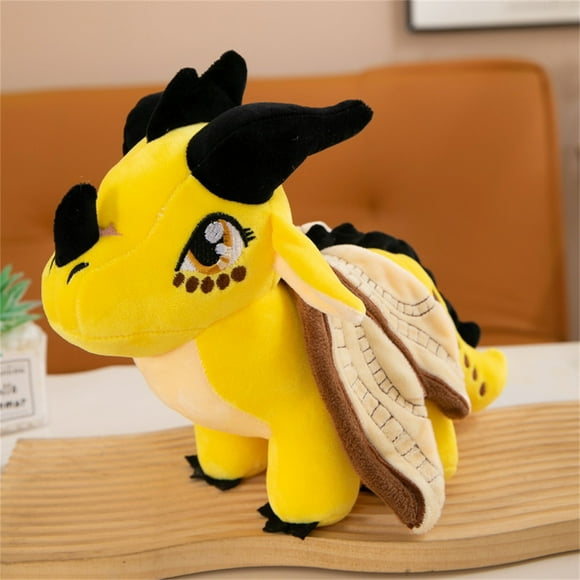 NAOJIE Colorful Big-Eyed Dragon Plush Toys & 12-In Cute and Handsome Fire-Wing Dragon & Gifts for Kids and Teens-Yellow,Wings of Fire Plush,Dragon Stuffed Animal,Dragon Plush