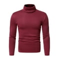 thumbnail image 2 of Honeeladyy Long Sleeve Round Neck Tops,Fleece Pullover High Neck Solid Color Slim Long Sleeve Men Bottoming Shirt, 2 of 6