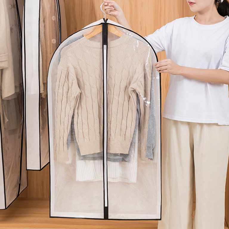 Garment Bags, Clear Moth Proof Suits Cover for Hanging Clothes Closet Storage Travel, Plastic Protector for Coat, Jacket, Sweater, Shirts, 23.6 inch x