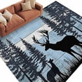 thumbnail image 2 of 5x7 Washable Area Rug, Black Elk Non-Slip Large Rectangle Rug for Living Room Bedroom, Navy White Wood Grain Forest Mountain Animal Indoor Floor Mat for Home Decor, 2 of 9