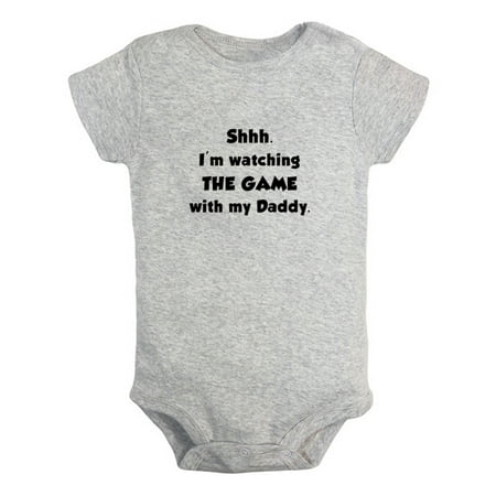

I m Watching The Game With My Daddy Funny Rompers For Babies Newborn Baby Unisex Bodysuits Infant Jumpsuits Toddler 0-12 Months Kids One-Piece Oufits (Gray 6-12 Months)