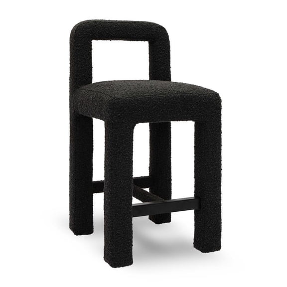 Pemberley Row Upholstered Black Counter Stool Sculpted Assembled
