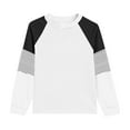 thumbnail image 6 of Girls Raglan Long Sleeve Tops with Pockets Stripes Patchwork Casual Tshirts Spring Fall Winter Clothes 4-14 Years (5 Years, White), 6 of 6