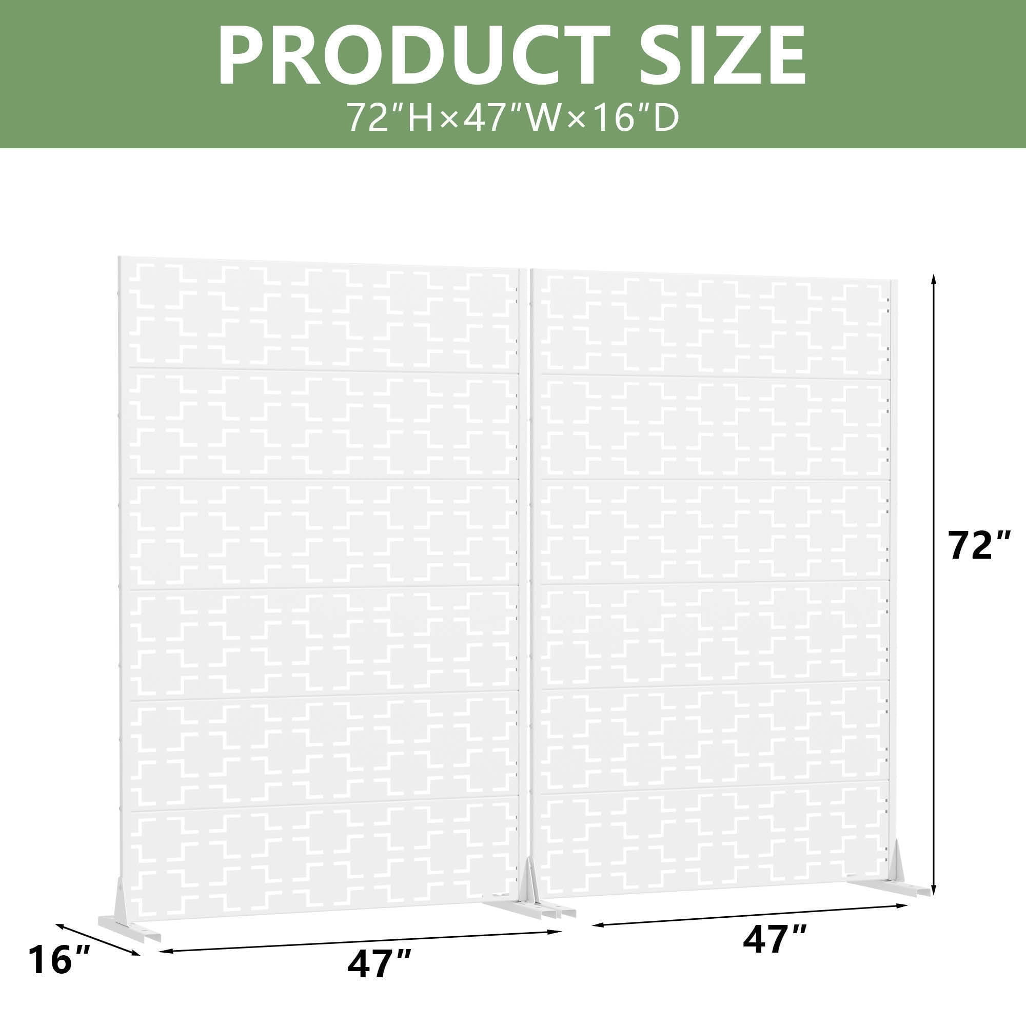 MAYEERTY 72x47 White Double-sided Outdoor Natural Privacy Panel Screen, 6 Piece Set Natural Folding Divider for Backyard and Garden