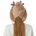thumbnail image 4 of Generic Women'S Fluffy Winter Earflap Beanie 2024 Christmas Deer Horn Knitted Hat Women Winter Outdoor Skiing Cold Proof Plush Ear Protection Woolen Hat Gender-Neutral Plaid Knit Beanie, 4 of 4