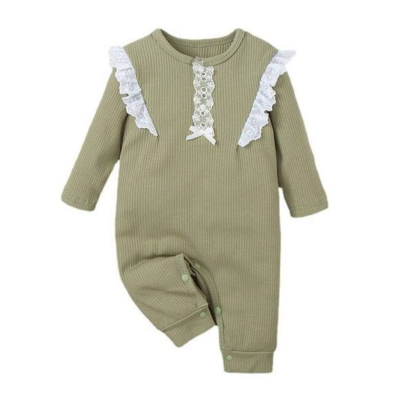 Jgppe Newborn Baby Girl Clothes Fall Winter Cute Ruffle Long Sleeve Romper Snap Jumpsuit Homewear 3-18Months