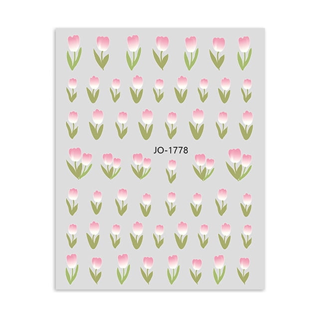 Flowers Nail Art Stickers Decals,Nail Spring Tulip Blossoms Flower Leaves 3D Self-Adhesive Design Manicure Tips